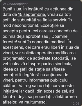 COMUNICAT DE PRESĂ – BNS CERE CONDUCERII CFR INFRASTRUCTURĂ SĂ NU INTERVINĂ ÎN ACTIVITATEA SINDICALĂ